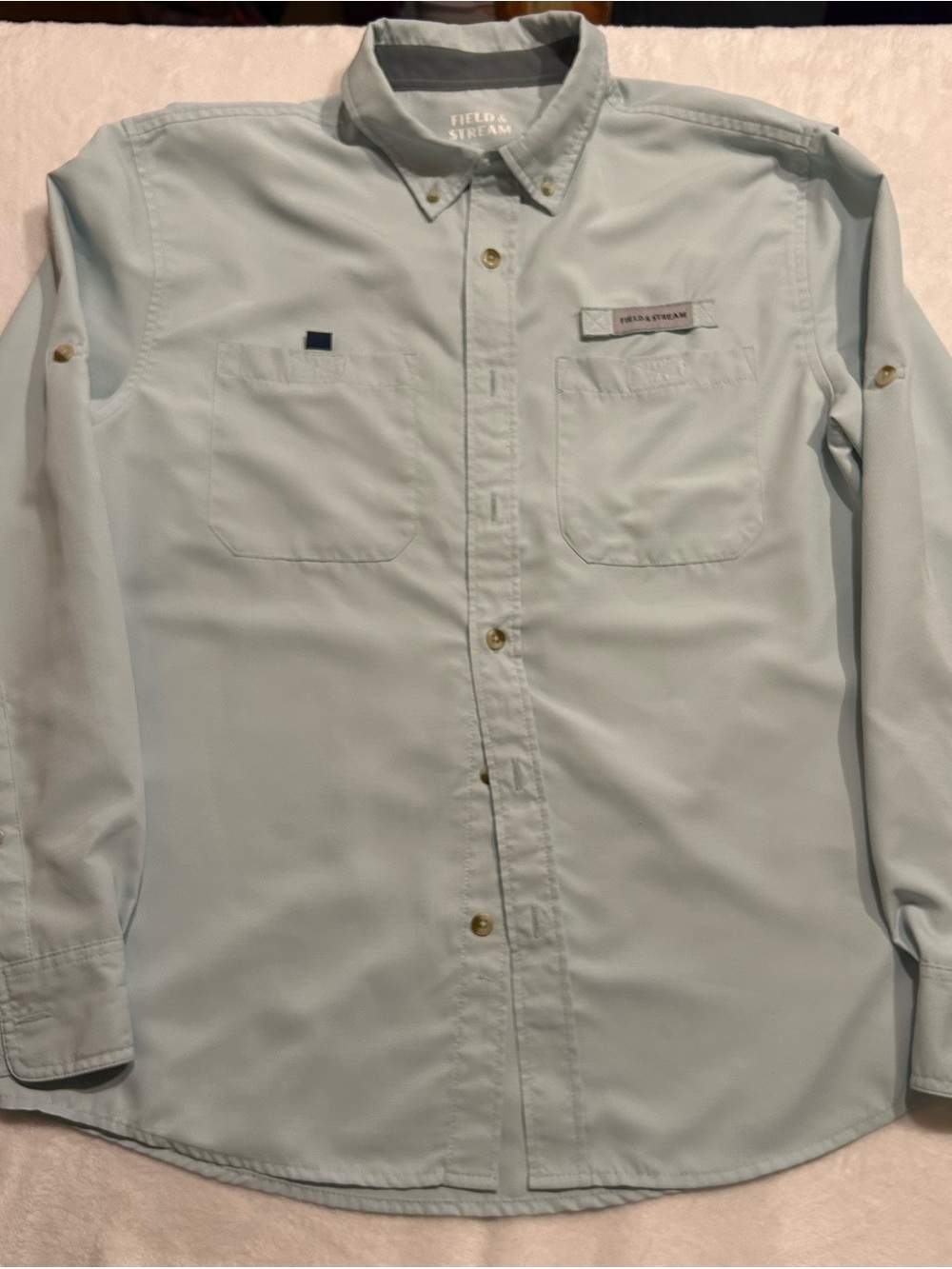 Field & Stream Men's SM Light Blue Solid Button-Down Long Sleeve Button-Up